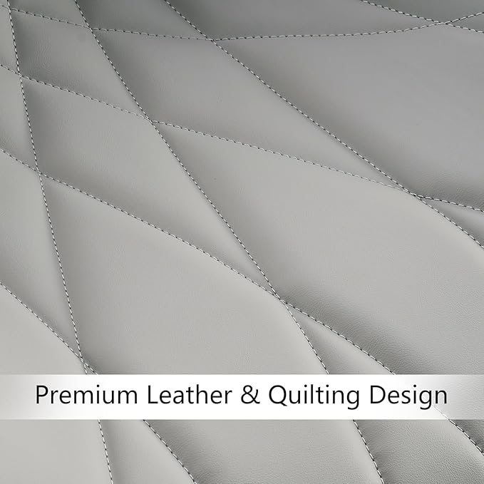 Rowill Dining Chairs Set of 2 - Modern Kitchen Chairs with Soft Backrest, Sturdy Metal Legs & Non-Slip Pads, Suitable for Home Kitchen, Faux Leather Upholstered Seats for Dining Room, Grey