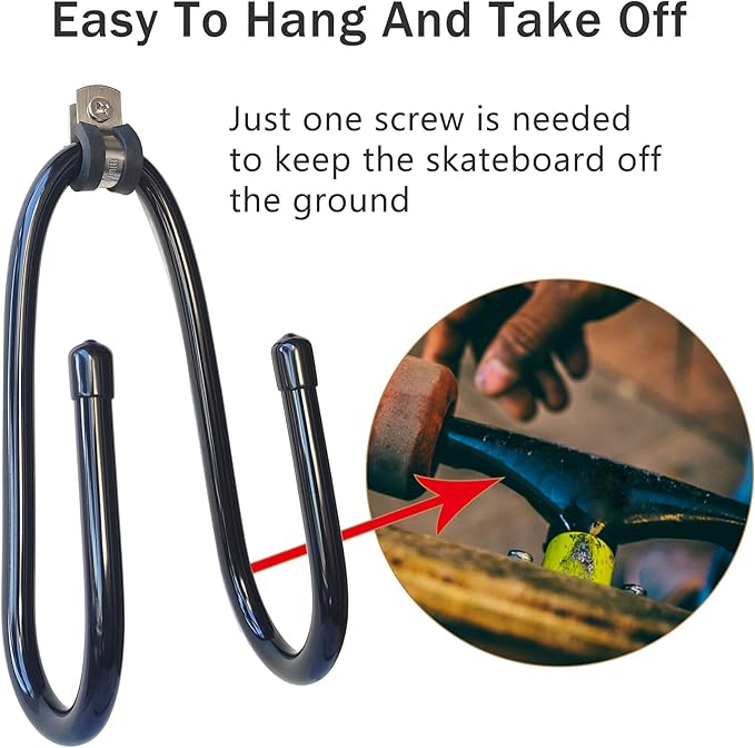 Upgraded Skateboard Wall Mount Skateboard Hanger, Skateboard and Longboard Wall Rack, Skate Board Holders-Lengthen