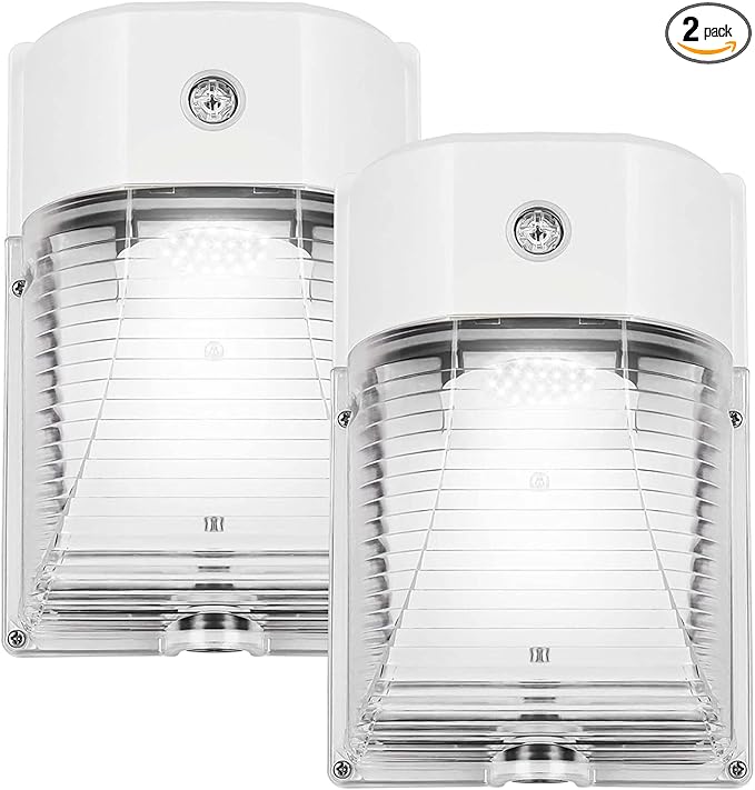 CINOTON 26W LED Wall Pack Light with Dusk to Dawn Sensor, 3000LM [100-277Vac] LED Wall Lights IP65 Waterproof Outdoor Security Flood Lighting for Garage Warehouse Garden 5000K-Daylight 2 Pack