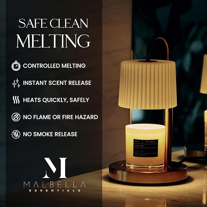 Dimmable Glass Candle Warmer Lamp with Timer - Adjustable Height Candle Lamp Warmer with Timer (8H/4H/2H) - Wax Melter - Ideal Gift, fits Various Size Scented Candles - 02 Bulb - (Gold Metal)