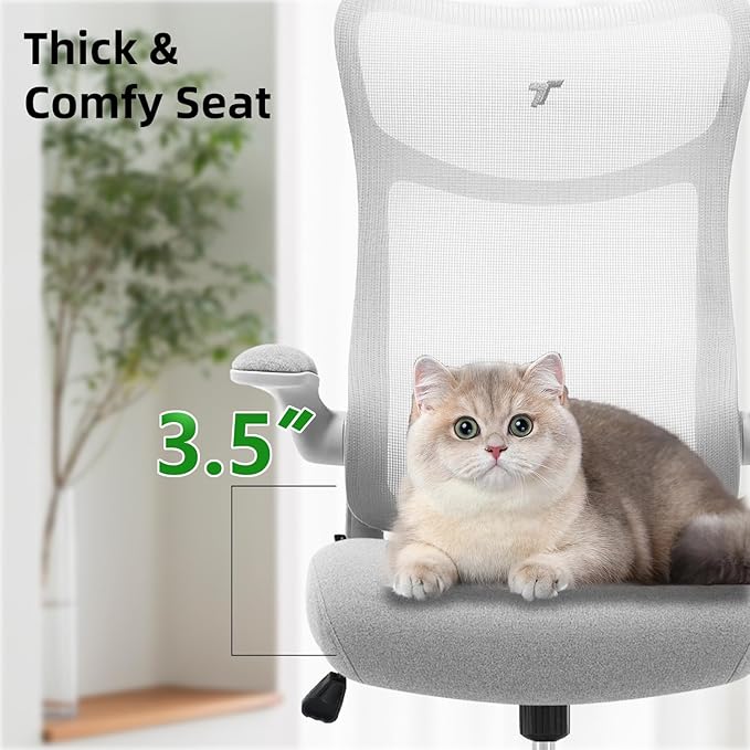 TT Airflex V2 Mesh Ergonomic Super Soft Wide Cushion Office Computer Desk Chair Adjustable Arms (Ashy Grey)