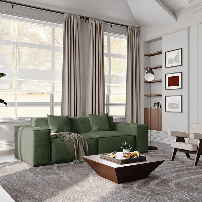 POVISON 83" Modular Sectional Sofa for Living Room Modern Large Sectional Couches Velvet Loveseat Oversized Deep Seat Sofa Set 2 Seater Big Comfy Cloud Couch for House Office