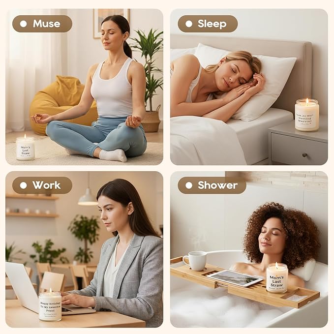 Birthday Gifts for Women, Unique Friendship Birthday Gifts, Funny Candles Gift Ideas for Womens, Best Friend, Her, Sister, Bestie, Lavender Scented Candle with Replaceable Stickers