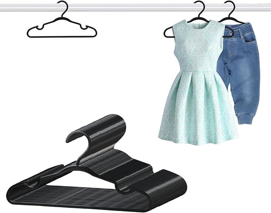 60 Pack Black Baby Hangers 12.91 Inch - Kids Clothes Hangers Non-Slip for Infant & Child, Durable Plastic Children's Hangers for Closet, Pants, Coats, Skirts
