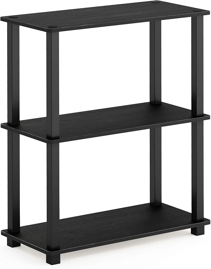Furinno TURN-S-TUBE Storage Shelves, 3-Tier Book Shelf, Corner Shelf, Toolless Open Shelves, for Organization and Storage, Living Room, Garage, Home Office, Americano