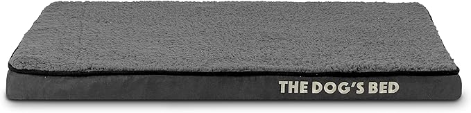 The Dog’s Bed Orthopedic Memory Foam Dog Bed, Small Grey Plush 28x19, Pain Relief for Arthritis, Hip & Elbow Dysplasia, Post Surgery, Lameness, Supportive, Calming, Waterproof Washable Cover