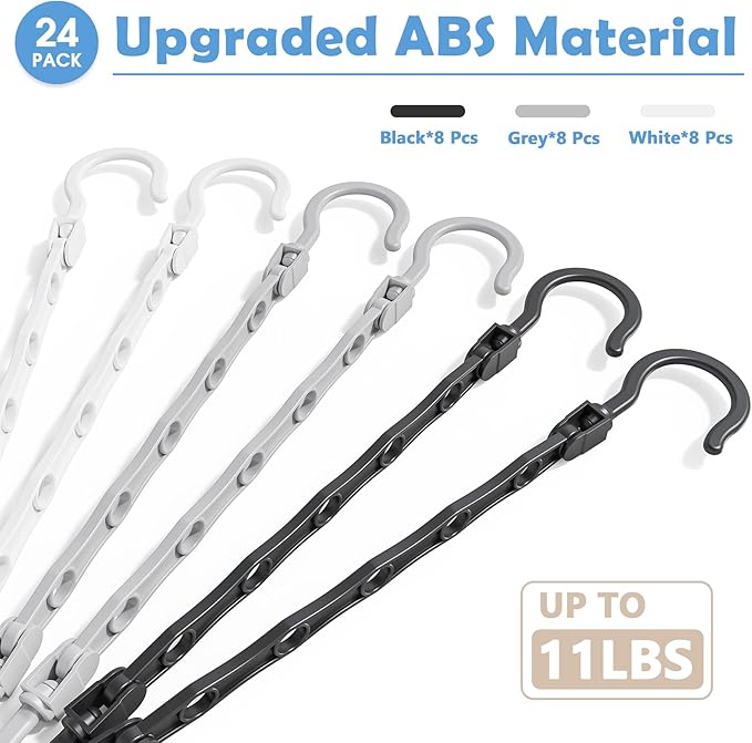 24 Pack Hangers Space Saving Magic Space Saver Storage Smart Plastic Clothes Hanger Organizer Closet Organizers and Storage for Closet Apartment College Dorm Room Essentials,Black White Grey