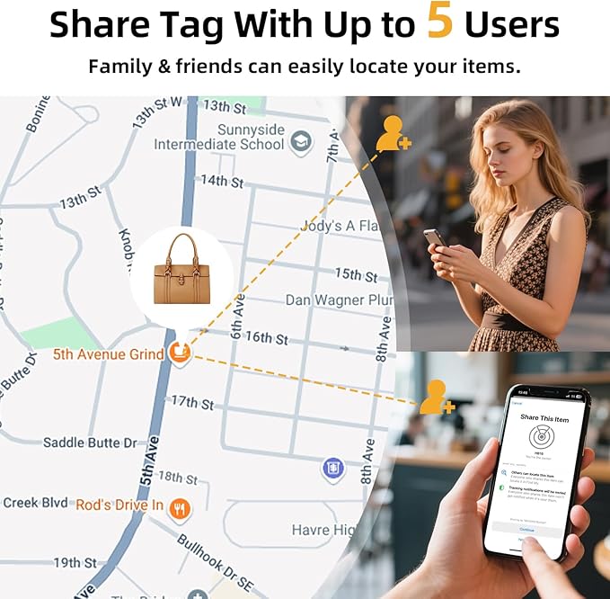 Esky Bluetooth Tracker Tag, Smart Luggage Tracker Compatible with Apple Find My APP (Only for iOS, Not for Android), Key Finder and Item Locator for Luggage, Backpack, Suitcases, Pets, Wallet