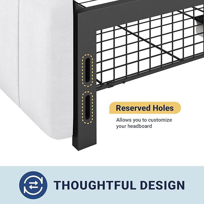 Allewie Full Size Platform Bed Frame with 4 Large Storage Drawers, Velvet Vertical Channel Tufted Upholstered Bed Base, Wooden Slats Support, Noise-Free, No Box Spring Needed, Easy Assembly, White