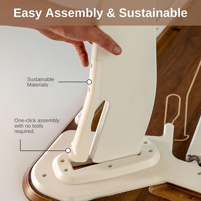 HOEK Modern Collapsible Work from Home Desk Bundle, Durable Laminate Surface, Portable Folding Computer Desk with 47.5" x 23", Easy Tool-Free Assembly, Compact Study and Office Table (Birch/White)