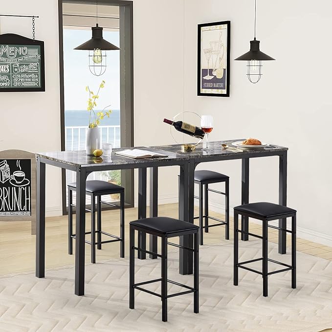 VECELO 3 Piece Dining Table Set for 2, Kitchen Table Set with 2 Chairs for Small Space, Space-Saving and Modern Design, Apartment, Easy to Assemble,Classic Brown