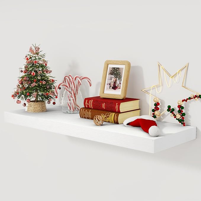 White Floating Shelves 36 Inch Long, 12 Inch Deep Floating Shelves for Wall, 36 x 12 Shelves for Wall Storage & Display, 2" Thick Floating Shelf for Bathroom, Living Room, Bedroom, Set of 1