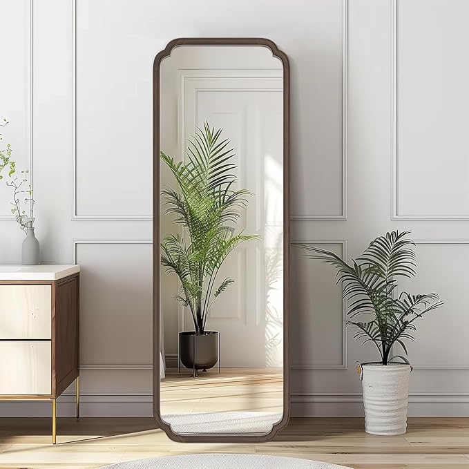 WallBeyond Full Length Mirror Wall Mounted 71"x24", Rustic Wooden Frame Floor Mirror, Large Full Body Mirror for Bedroom, Leaning or Hanging Against Wall (Walnut Solid Wood)