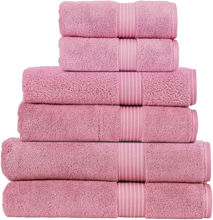 Christy Supreme Hygro Family Towel Set | Blush Pink | 100% Luxury Supima Cotton | Ultra Soft | Super Absorbent | 650GSM | 2 Bath Sheets 2 Bath Towels 2 Hand Towels
