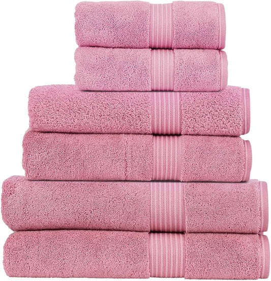 Christy Supreme Hygro Family Towel Set | Blush Pink | 100% Luxury Supima Cotton | Ultra Soft | Super Absorbent | 650GSM | 2 Bath Sheets 2 Bath Towels 2 Hand Towels