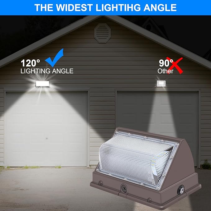 120Watt LED Wall Pack Light, Dusk to Dawn Wall Packs, Super-Bright 15840 Lumen Outdoor Pack Lights, IP65 Waterproof Commercial and Industrial Security 5000K Lighting with Photocell
