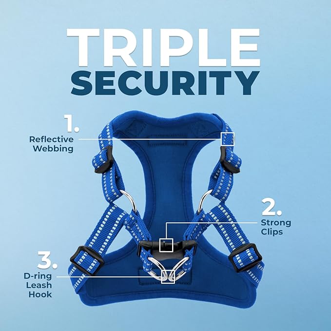 Best Pet Supplies Voyager Adjustable Dog Vest Harness Breathable No Pull Harness for Small, Medium, Large Dogs, Harness for Walking, Jogging, Easy Step-in, Reflective Stripes - Royal Blue, XL