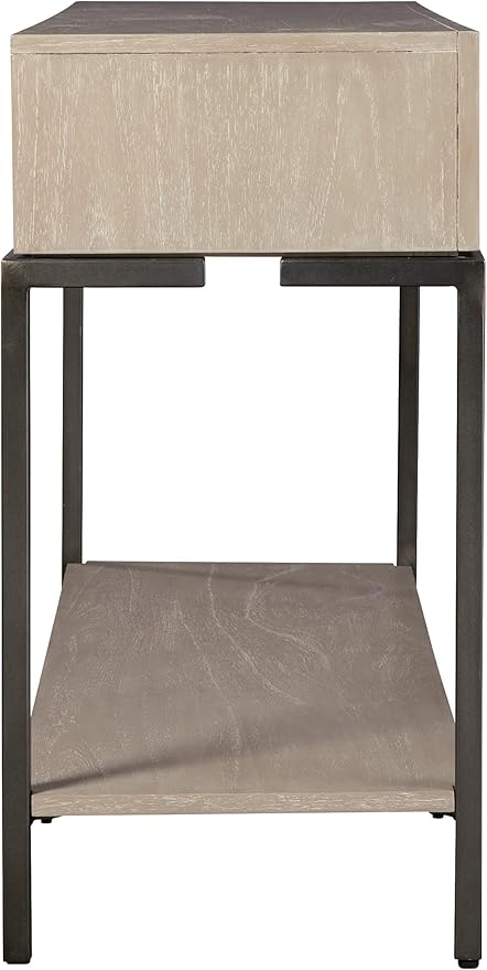 Hekman Furniture Sofa Table Scottsdale Finish, 2 Box Drawers Single Bottom Shelf Square Metal Legs Wooden Surface, Mindi Veneer Solid Material Best Coffee Table for Living Room & Home Decor