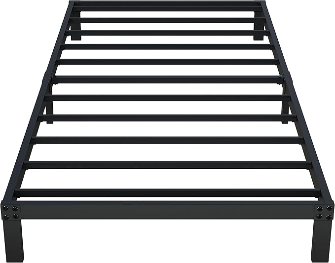 8 Inch Twin Bed Frame No Box Spring Needed, Heavy Duty Metal Platform Bed Frame Twin Size Support Up to 2500 lbs, Easy Assembly, Noise Free, Black