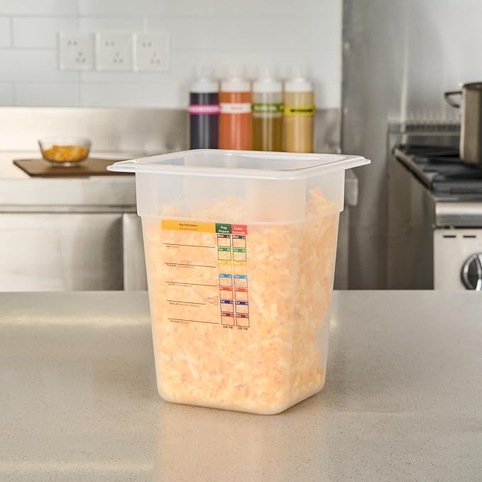 Restaurantware Food Pans Pack of 10 Plastic Square Food Containers 1/6 Size with Traceability Label, Storage Containers Dishwashable Hot Cold Friendly for Restaurants Buffet Commercial Use