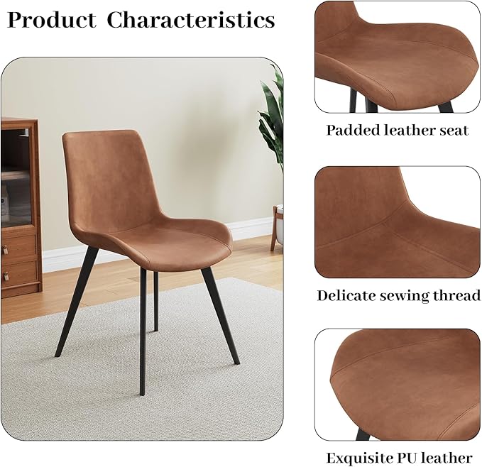 43.3"-59.1" Extendable Round Dining Table Set for 4, Mid Century Modern Wooden Round Table, Leisure Coffee Table,w/ 4 PU Leather Chairs