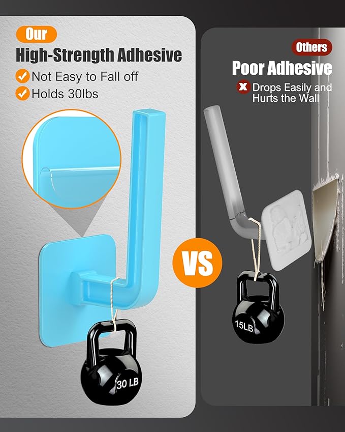 Hat Rack for Hat Storage (4-Pack), Multi-Purpose Hat Organizer, Strong Adhesive Hat Hooks for Wall Hat Organizer for Baseball Caps, Two Mounting Options Hat Hook, Blue