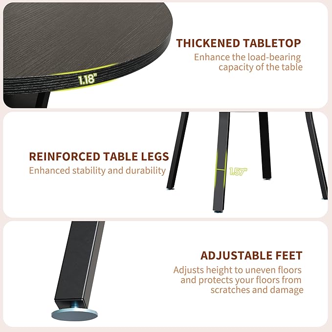 Garvee 47'' Round Dining Table for 4-6 People, Farmhouse Kitchen Dining Table, Round Dinner Table with Storage Shelf for Kitchen, Living Room (Table Only), Black