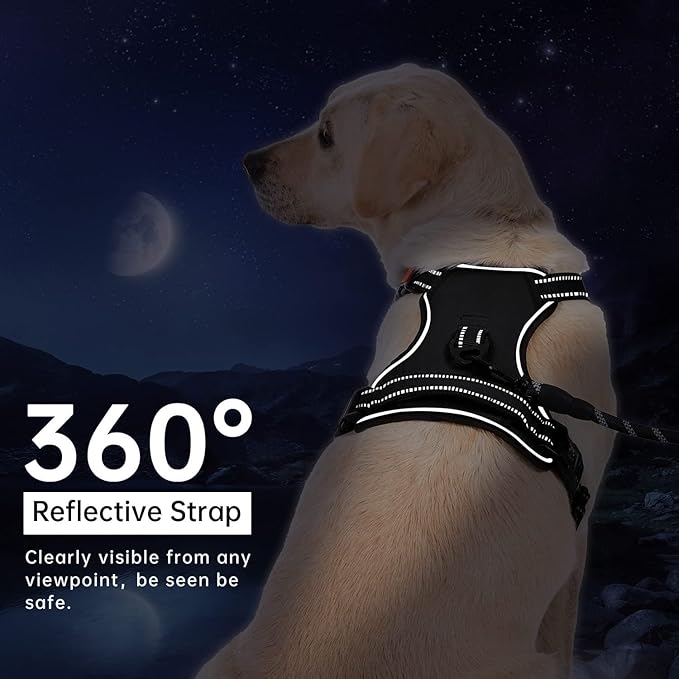 No Pull Dog Harness, Reflective Comfortable Vest Harness with Easy Control Handle Adjustable Soft Padded Pet Vest for Small to X-Large Dogs (Sky Blue, X-Large (Approx Weight:49.60-99.20 LB))