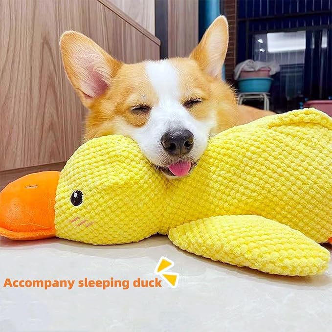 2024 New Calming Duck Dog Toy, Emotional Support, Yellow, Plush, Interactive for Boredom, Dog Companion, Large 17.7*15in (C-Pink)