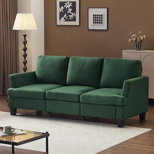 VINGLI Green 83" Sofa Couches for Living Room, Modern Comfy 3 Seater Couch 25.6" Deep Seat Upholstery Cozy Sofas for Small Space, Bedroom, Apartment, Home Office