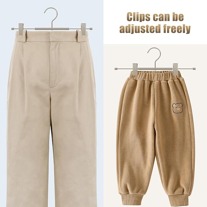 VWV 20-Pack Adjustable Women's Skirt and Pants Hangers, Durable, Space-Saving, Suitable for Jeans, Shorts, Underwear, Sports Bras (Matte Pearl Nickel