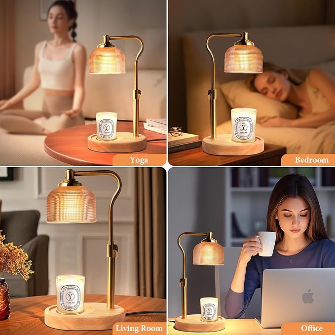 Candle Warmer Lamp with Timer Dimmer, Adjustable Height Candle Lamp for Jar Candles, Wax Melt Warmer Bedroom Decor Christmas Birthday Gifts for Housewarming Gifts New HOM