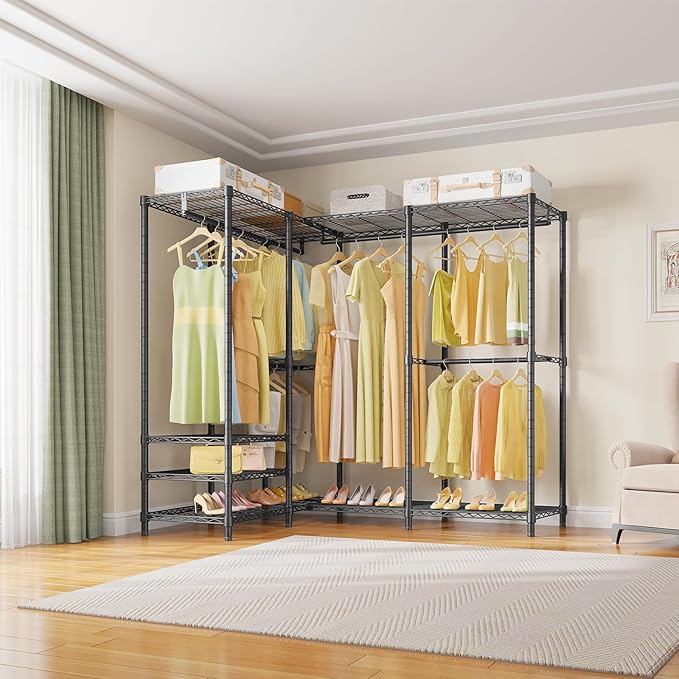 VIPEK V40 Plus Extra Large Clothes Rack Heavy Duty Clothing Rack for Hanging Clothes, Multi-Functional Closet Organizer System Freestanding Wardrobe Closet for Bedroom, Max Load 1300lbs, Black