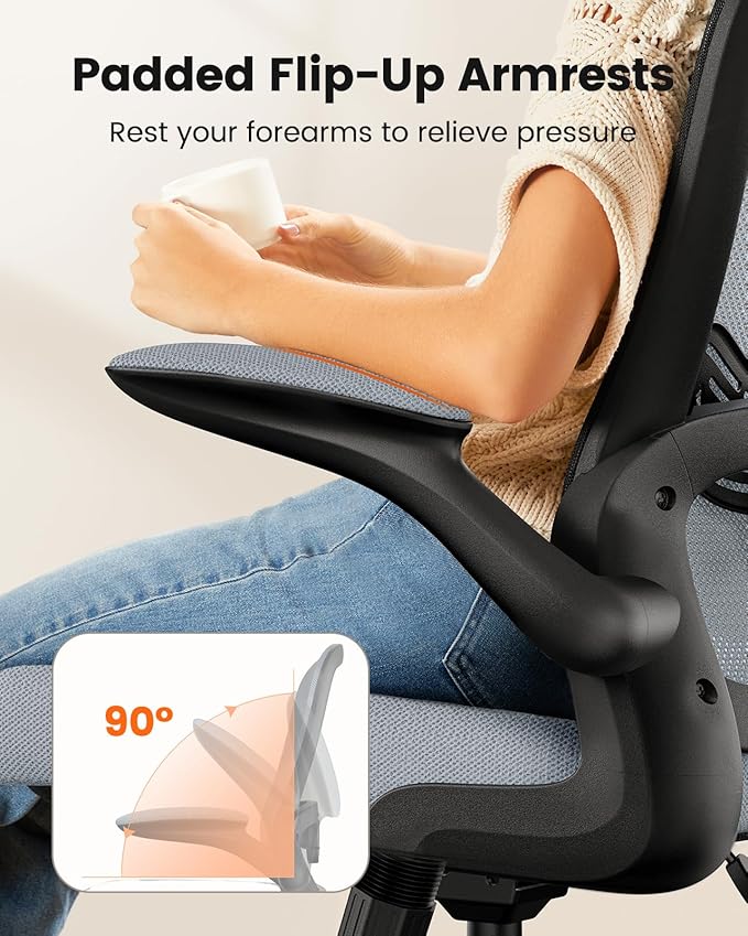 ErGear Drafting Chair,Tall Office Chair with Flip-Up Armrests, High Desk Chair Adjustable Height and Adjustable Footrest Ring, Ergonomic Standing Desk Chair with Lumbar Support, Blue