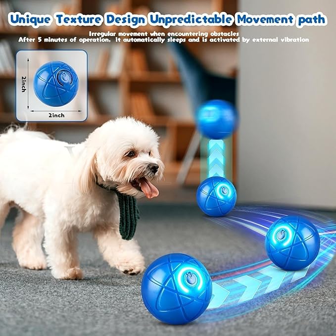 2 Pcs Shaky Ball Toy for Dogs, 2025 New Vibrating Dog Balls, Smart Jumping Ball Toy, Interactive Dog Balls, Automatic Rolling, Keep Them Busy, Suit for All Dogs(Orange+Blue)