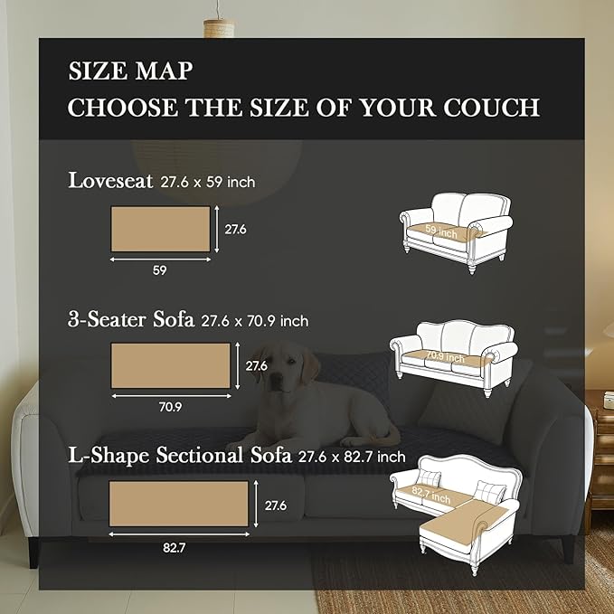Couch Covers for 3 Cushion Couch Sofa Pet Friendly,Non-Slip Sofa Cover Washable