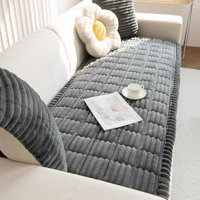 Non Slip Fuzzy Pet Couch Covers for Sofa, Washable Couch Cushion Covers for Large Dogs