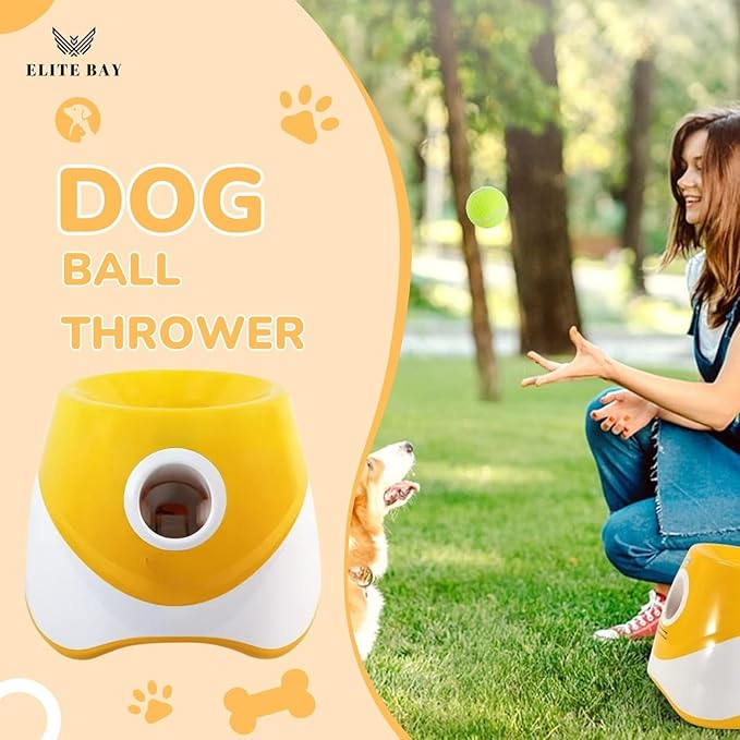 Automatic Dog Ball Thrower – Interactive Pet Toy with USB Charging | Includes 6 Soft 2-Inch Balls | Hands-Free Fetch Launcher for Small & Medium Dogs | Durable ABS Build | Orange Dog Toy
