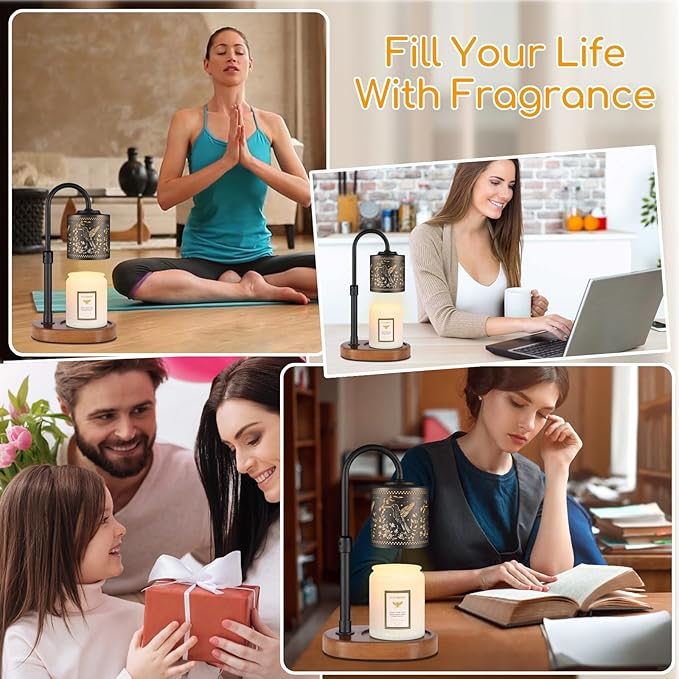 Dimmable Candle Warmer Lamp with Timer Adjustable Height for Scented Jar Candles Electric Candle Wax Melt Warmer for Home Decor Christmas Birthday Gifts for Women Mom(Hummingbird)