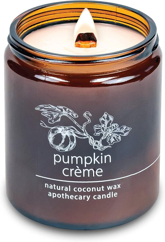 Hemlock Park Crackling Wood Wick Candle Handcrafted with Natural Coconut Wax (Standard 8 oz, Pumpkin Crème)