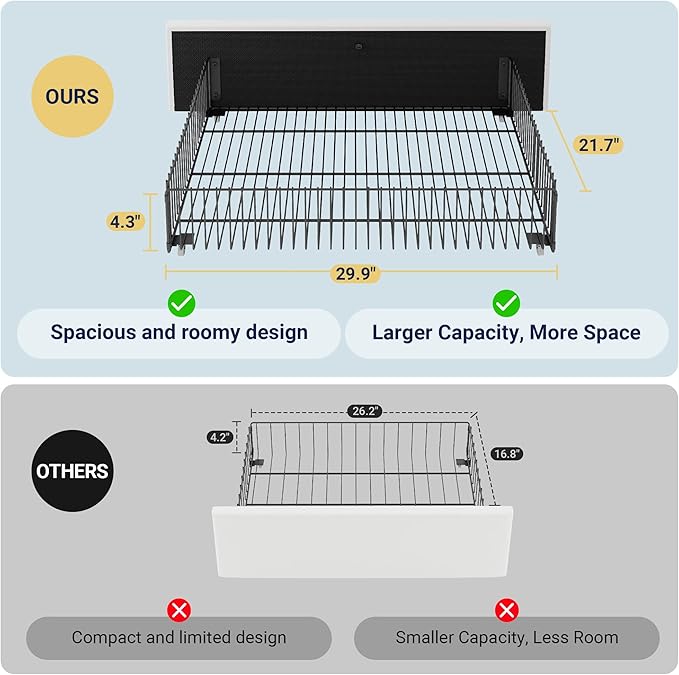 Allewie Modern King Size Platform Bed Frame with 4 Storage Drawers and Velvet Upholstered Headboard, Wooden Slats Support, Upholstered Mattress Foundation/No Box Spring Needed/Easy Assembly, White