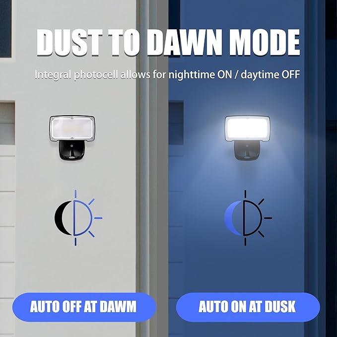 26W Flood Lights Outdoor, CCT Integrated LED Security Light Fixture, 1 Head Exterior LED Outdoor Light with Dusk to Dawn Control, ETL Water Resistant for Garage, Yard, Porch (Black)