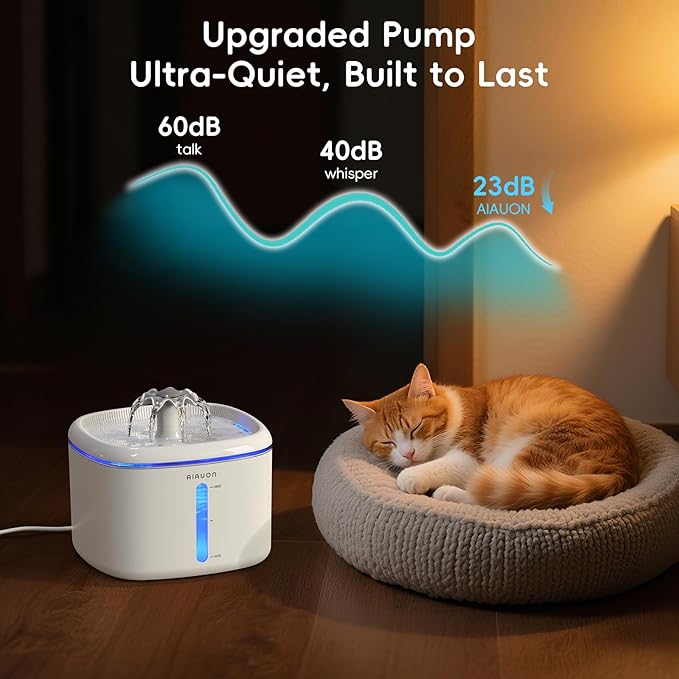 Cat Water Fountain，2.5L/84oz Pet Cat Fountain – Ultra Quiet Upgraded Automatic Pet Water Dispenser with 3 Replaceable Filters, Indoor Cat & Dog Drinking Bowl (W01Pro)