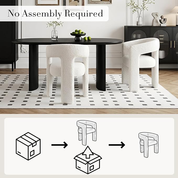 Modern Sherpa Dining Chairs Set of 8, Upholstered Barrel Chairs with Arms Comfy Accent Side Chairs for Living Room/Dining Room/Reception, White