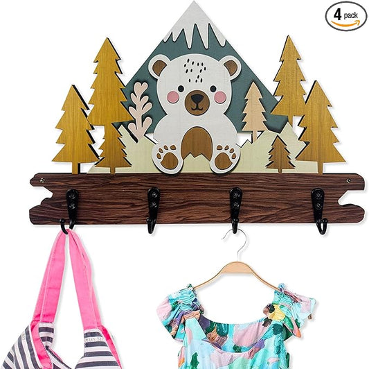 Dog Leash Holder for Wall Mount, Farmhouse Wooden Dog Claw Hooks, Paws Key Rack Accessories for Rustic Home Decor (L)