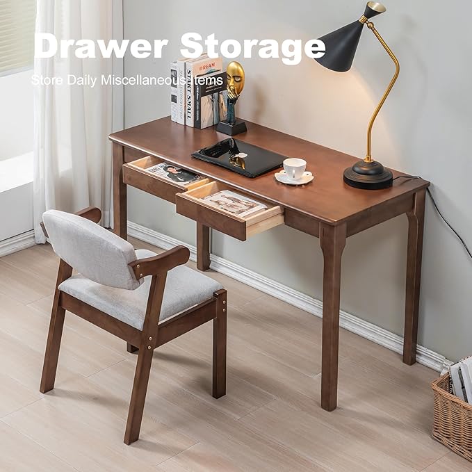 Solid Wood Desk with Drawers, Small Computer Desk for Small Spaces, Gaming Study Home Office Desks for Work, Student PC Desk for Bedroom, Escritorios para Cuartos