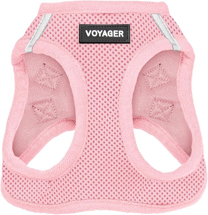 Best Pet Supplies Voyager Step-in Air Harness - All Weather Mesh, Reflective, No Pull Harness for Dogs, Cats - Secure with Hook & Loop Fastener, Buckle, Double D-Rings - Pink, M