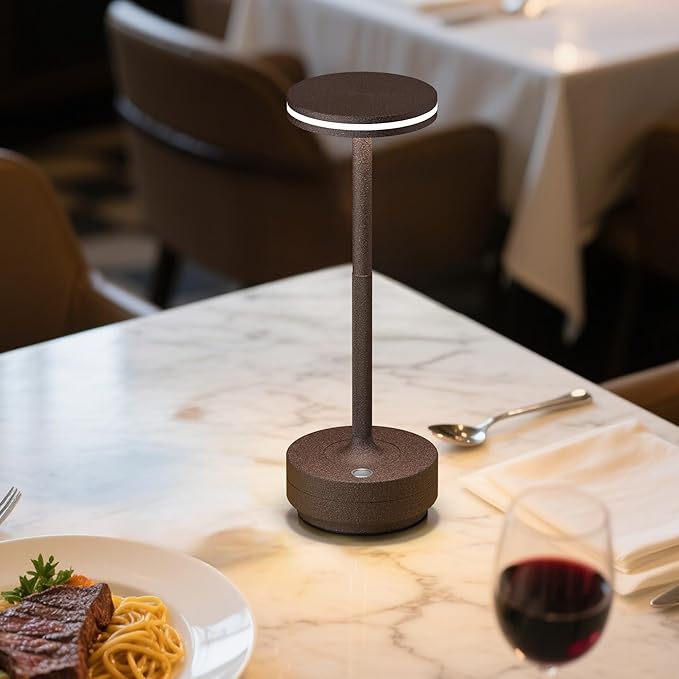 Hapfish 2 Pack Cordless Table Lamps Rechargeable, 5000mAh Battery Powered Lamp, 3 Color Modes, Dimmable, LED Table Lamps for Living Room,Outdoor, Dinner,Patio,Restaurant – Rust