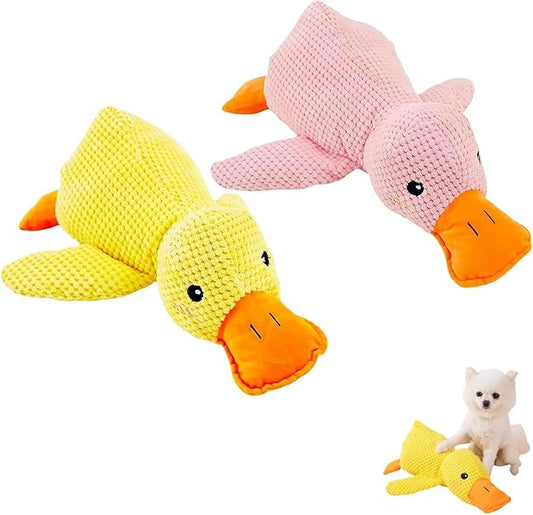 2024 New Calming Duck Dog Toy, Emotional Support, Yellow, Plush, Interactive for Boredom, Dog Companion, Large 17.7*15in (E-A+C)