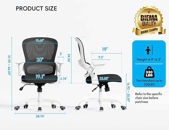 TRALT Beige Gaming Chair - Ergonomic Office Chair with Back Support, Home Office Desk Chairs, Computer Chair, 330lbs Wide Seat Big and Tall Office Chair for Professionals (White Black)